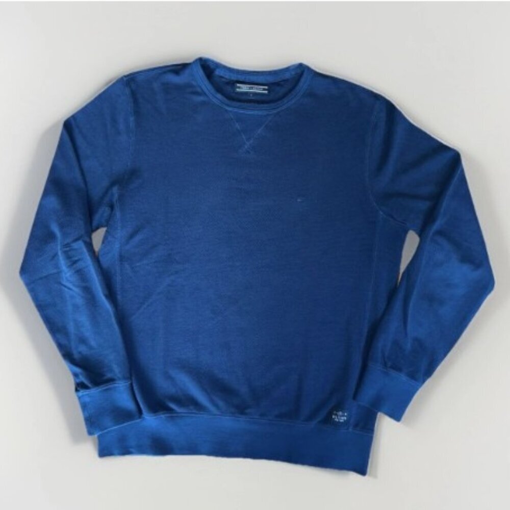 Tommy Hilfiger Mens Garment Dyed Vintage Fit Textured Blue Shirt Size Medium